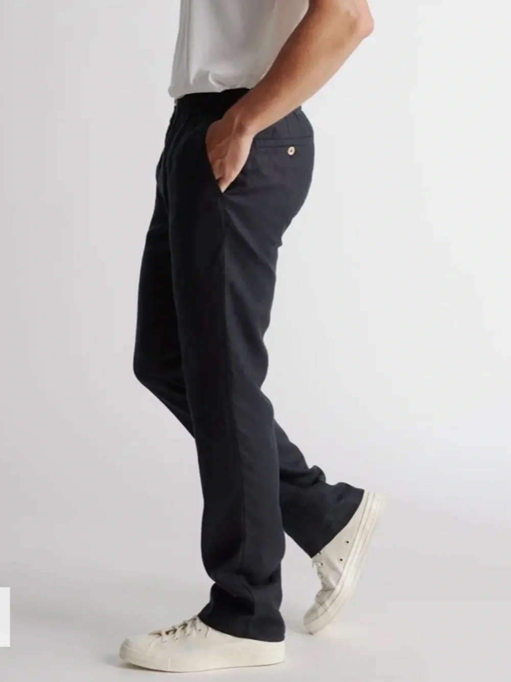 Quince Men’s 100% European Linen Pants Black